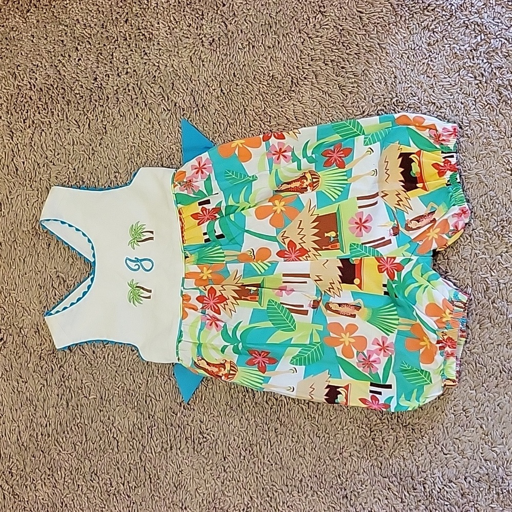 Just Ducky Boutique Asheville NC, size 2 Monogram "J" Hula Hawaiian Romper